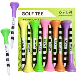 &FUN Golf Tee, Rubber Head, Long Tee, 3.3 inches (83 mm), Pack of 10, Easy to Put Balls (Stylish Colorful)