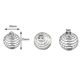 JIALEEY Spiral Bead Cages Pendants, 100 PCs 20x25mm Silver Plated Stone Holder Necklace Cage Pendants Findings for Jewelry Making and Crafting