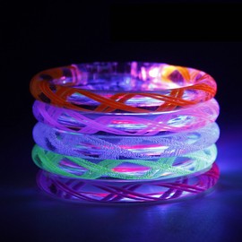 eForCrazy Light up Toy Glow Bracelets LED Flashing Light Wrist Band Glow in the Dark Radom Color
