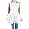Princess Ruffles Hem Cotton Apron Adjust Waist Women Girl White
