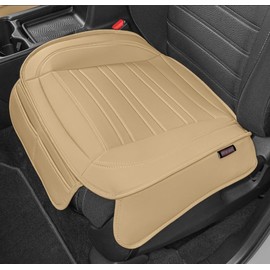 Motor Trend Faux Leather Car Seat Cover Front Bottom Seat Cushion Cover - Classic Luxury Wrap Protector - Universal Fit for Cars, Trucks, SUVs, Vans 1pc (Beige)