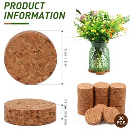 Yalikop 30 Pieces Invisible Plant Pot Feet Risers with Non Slip Surface Indoor Outdoor Solid Corkwood Planter Pot Lifters for Plants Flowers