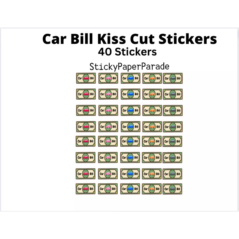 Homemade Car Bill Planner Stickers #106 / Planner Stickers  /