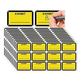 Legal Exhibit Stickers 1.65 X 1 Inches Fluorescent Exhibit Labels - Yellow Color-Coded Exhibit Labels Blank File Folder Labels Tabs for Offices Courts Legal Documents Report Dividers 300 Pcs