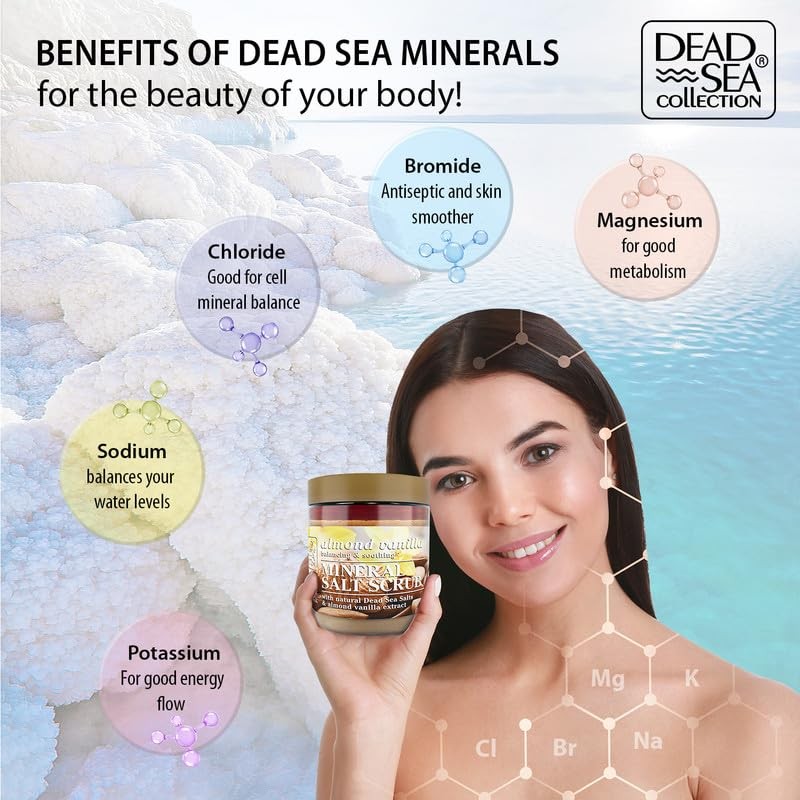 Dead Sea Collection Almond Vanilla Salt Scrub – Exfoliating Body