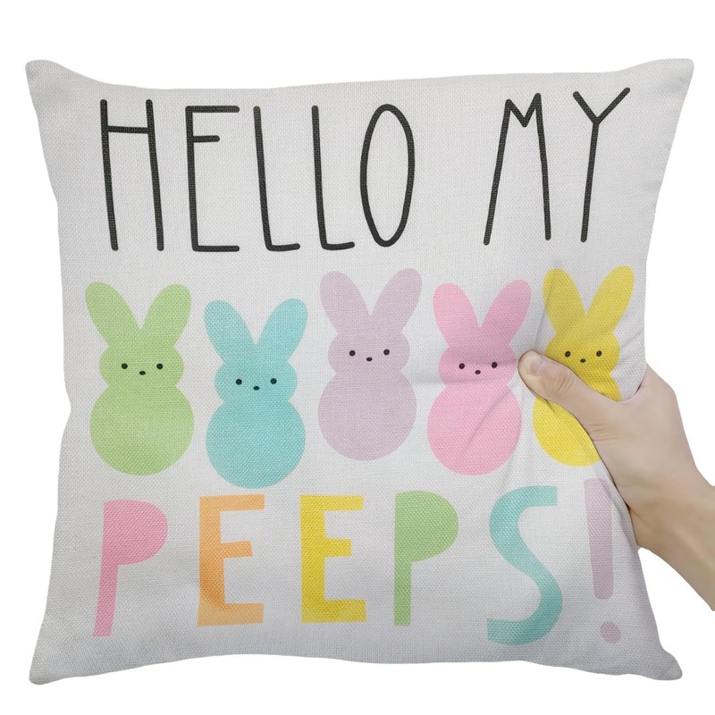 Easter Pillow Covers Linen Printed 45 x 45cm Set of