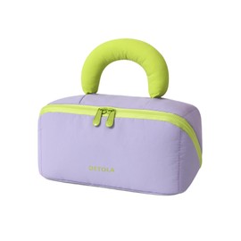 Detola Travel Makeup Bag Cosmetic Bag for Women, Large Capacity Make up Organizer Pouch Water Resistant Open Flat Toiletry Bag with Compartments and Padded Cotton Handle, Purple