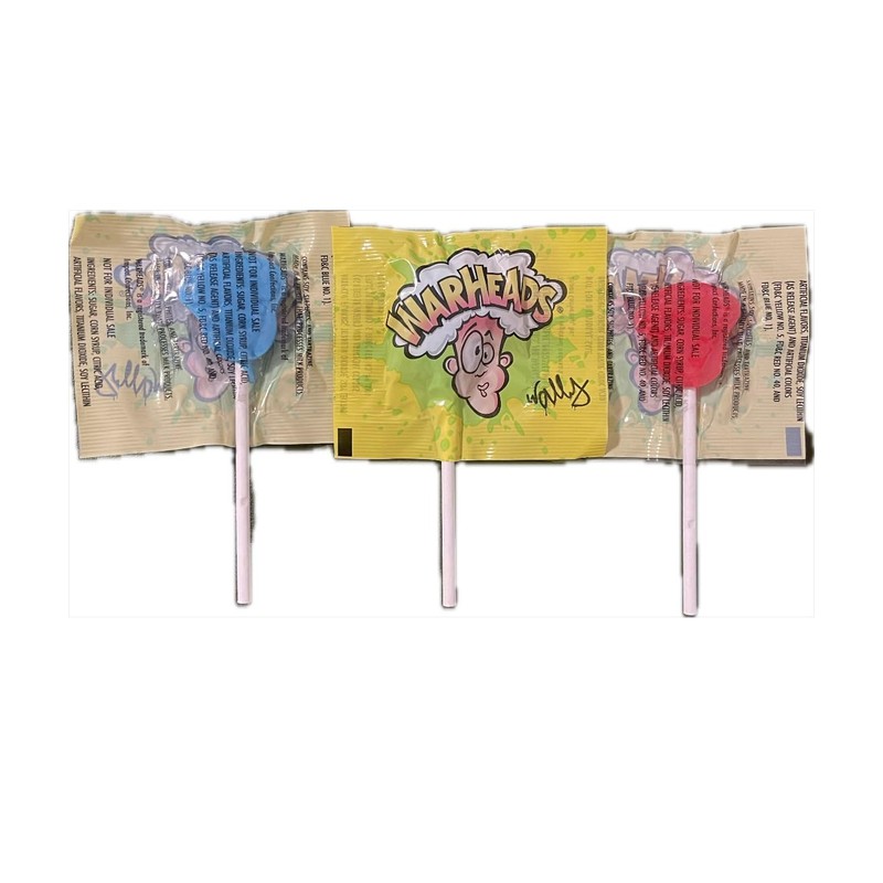 Warheads Lollipops I Blue Raspberry, Black Cherry, Green Apple, 10