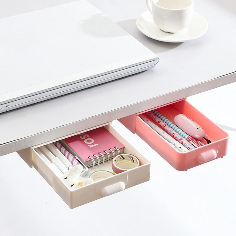 Pack of 2 Hidden Desk Organiser, Drawer Under Desk, Drawers