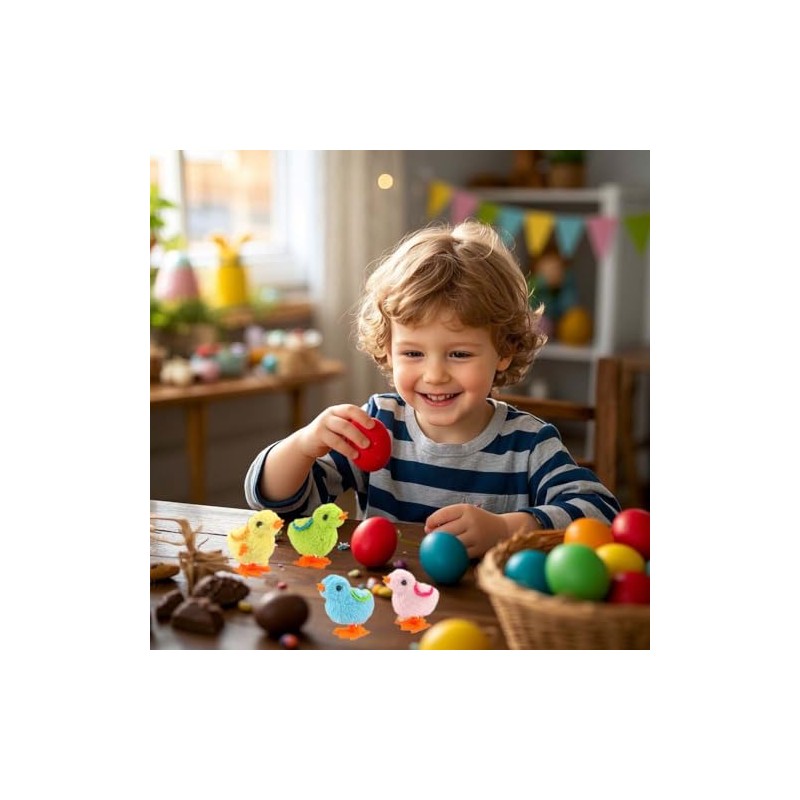 Lanhuiddup 4Pack Easter Jumping Chick Wind-up with Wings,Egg Hunt for