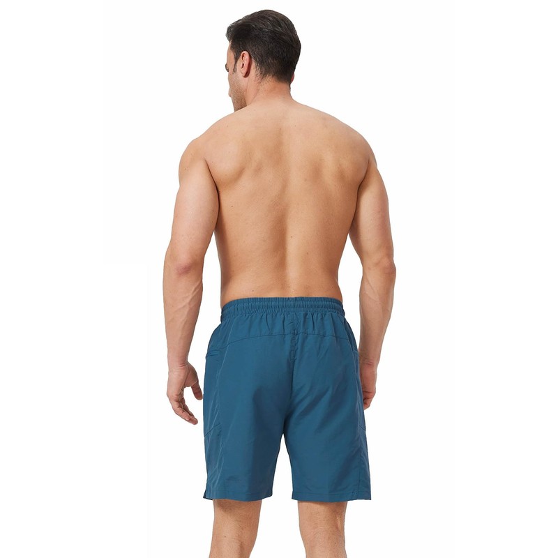 Ougelebo Swimming Trunks Long with Zip Pocket Swimming Shorts Quick