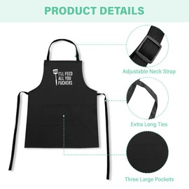 Funny Apron for Men Women, Adjustable Chef Kitchen Cooking Grill BBQ Aprons with 3 Pockets, Funny Birthday Christmas Valentine's Day Gifts for Father Men Boyfriend Brother Husband Dad