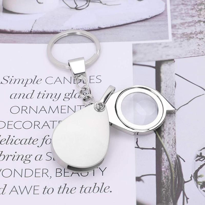 Magnifying Glass Key Holder, 15x Magnifier, Portable, Pocket Magnifier, Lens