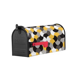 YESOF66 Magnetic Mailbox Cover Mid Century Yellow Grey Black Abstract Geometric Art Modern Standard Size Removable Post Letter Box Cover Waterproof Garden Yard Outdoor Decoration