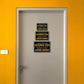 Classic Framed Plus If Something Here Offends You Please Let Us Know We Can All Use A Good Laugh Door or Wall Sign | Funny Wall Decor Bar - Medium