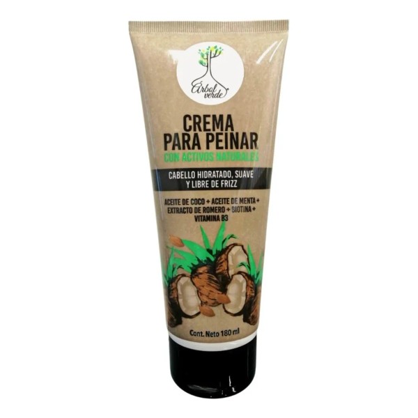 Crema Para Peinar Árbol Verde Anti Nudos Hidratación Biotina 180ml