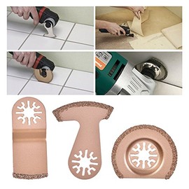 3pcs Carbide Oscillating Saw Blades, Multi Tool Ceramic Tile Cutting Blade, Oscillating Segment Multifunction Tool for Polishing Cement Grit Grinding, for Home Improvement Professional Project