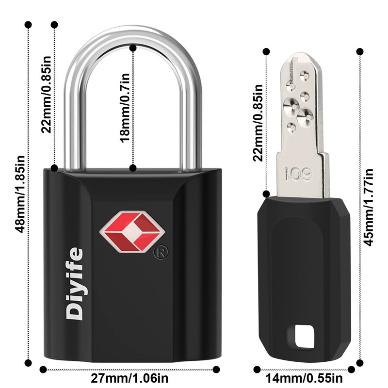 TSA Luggage Locks with Keys, [4 Pack] Diyife Security Suitcase