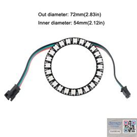 DIYmall 2PCS 24 RGB LED Ring 24 X WS2812 5050 Full Color with Integrated Drivers 24 Bits forArduino Raspberry Pi ESP8266 Nodemcu DC5V
