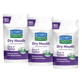 Smartmouth- Mentas de doble acción para la boca seca - Mentas para el aliento sin azúcar - 50 unidades, paquete de 3, menta suave