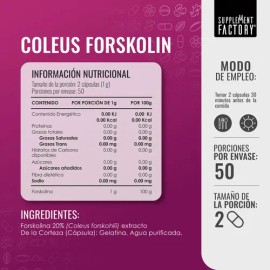 Forskolina Supplement Factory 60 Cápsulas Regular Metabolismo