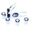 4 Valve Caps + Key Fob Skull Pendant Chrome Key