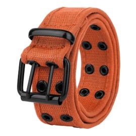 Gelante Canvas Double Grommet Hole Belt 12 Colors, Orange, Medium