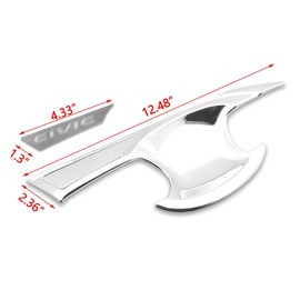 Xotic Tech Exterior Door Handle Bowl Cover Trim Chrome, Compatible with Honda Civic 10th Gen