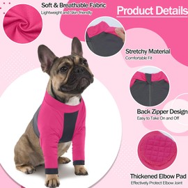 LeLePet Dog Surgery Recovery Suit Front Legs, Dog Medical Suit Female Male, Pet Surgical Recovery Sleeve for Dogs Front Legs, Pet Anti Licking Sleeve Leg Wound Protector After Surgery, RoseRed L