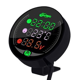 B-MAT01 Motorcycle Digital Meter, Voltmeter, Thermometer, Clock, Waterproof, Dustproof, LED, Digital Display, Compact, Multifunctional, Multi-Voltmeter, 12 V
