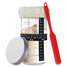 Viceda Sourdough Starter Kit, Sourdough Starter Container with Spatula, Baker Sourdough Bread Baking Tools with Scale Temperature Measuring Paper, Date Marked Feeding Band, Cloth Cover