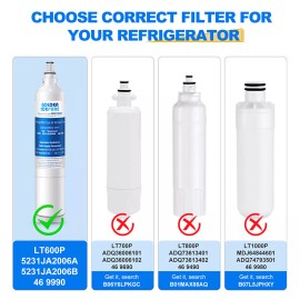 Golden Icepure Fit For LG LT600P 5231JA2006A 5231JA2006F 5231JA2006B 469990 Water Filter 3 Pack
