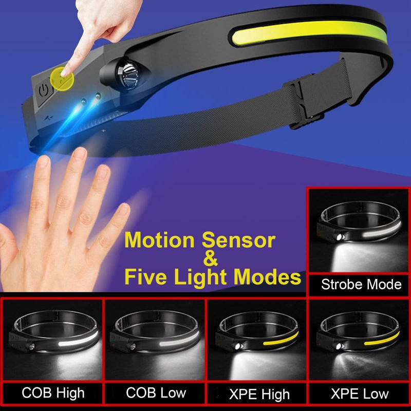 LED Headlamp Rechargeable, 2 Pack Headlamps for Adults, 230°Wide Beam,