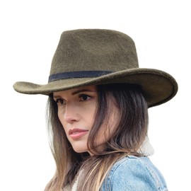 Bigalli Melbourne Alpaca and Wool Felt Fedora Hats for Women/Men Crushable Teardrop Water Repellent Sun Protection Warm | Moss Size L | Hand Made Soft Durable