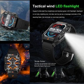 Men's Smartwatch with Phone Function, Torch, 1.83 Inch AMOLED 5ATM Fitness Watch with Pedometer Heart Rate SpO2, Sleep Monitor, 123 Sports Modes Watch, Activity Tracker for Android iOS (Green)