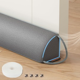 MAGZO Door Draft Stopper 30 Inches, Weighted Triangular Door Snake for Winter Noise Blocker with Hook Loops,Gray