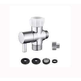 Walkinginrain Bidet T Adapter With Shut off Valve,3 Way T Valve for Bidet, Brass T Adapter for Handheld Toilet, 7/8"×7/8"×1/2" or 3/8"