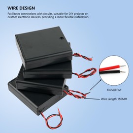 Stemedu 4pcs 4 Cell AA Battery Holder with ON/Off Switch 6V Plastic Battery Case Holder Case with Cover 4 Slots 1.5V AA Battery Storage Box with Wire Leads