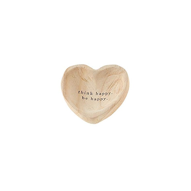 Mud Pie Think Wood Heart Trinket Tray, 5"" x 5"""
