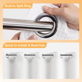 River Dream Cotton Blend No Hook Shower Curtain with Snap in Liner, Hotel Grade Shower Curtains for Bathroom, Water Repellent, White, 71W x74 L