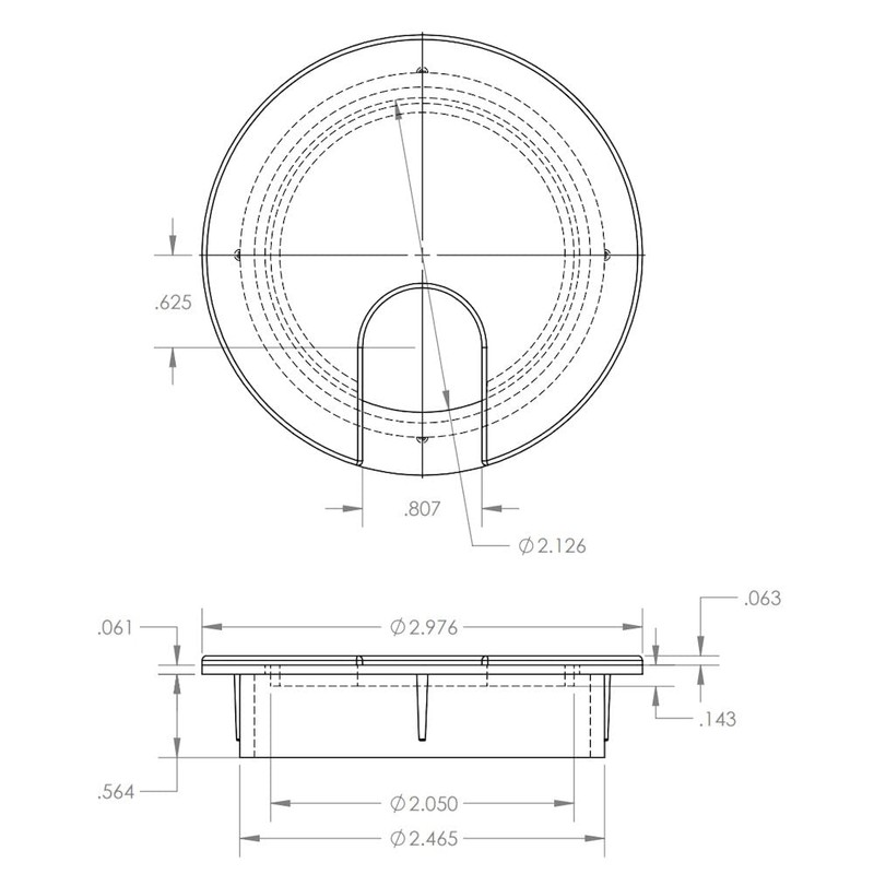 MyCableMart 2 1/2" Cut-Hole Size Black Round Wire Management Grommet
