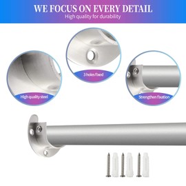 Creatyi Heavy Duty Closet Rod Brackets Closet Shower Rod Bracket Closet Rod Holders Closet Pole Sockets Closet Rod Supports for 1 1/4 Inch Rod (8 PCS, Silver)