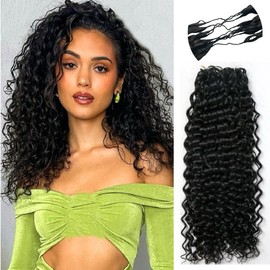 Knotless Pre-Separated Water Wave Human Hair Feather Crochet Hair Extensions Lightweight Reusable Crochet Hair Extensions Natural Color 18inch 120g