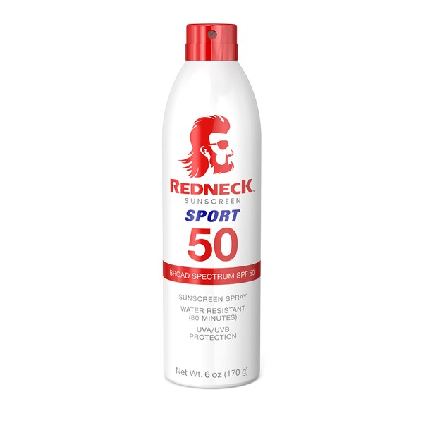 Redneck Sunscreen 6 Oz SPF 50 Sport Spray Water/Sweat Resistant Reef Friendly, Non-irritating