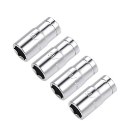 TA-VIGOR 4 Pcs Shallow Socket, 1/4-inch Drive 5/16-inch Professional Shallow Single Hex Socket Set, 6-Point for DIY Hand-Making, Household Maintenance