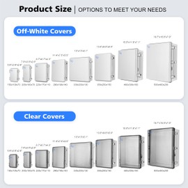 RTHIEAI Waterproof Outdoor IP67 Junction Box (7.9"x3.9"x2.8") with Mounting Plate, Hinged Clear Cover and Wall Brackets - Weatherproof ABS Plastic Electrical Enclosure for DIY Projects (200x100x70mm)