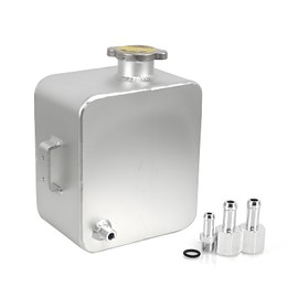 RYANSTAR Universal 2.5L Water Coolant Expansion Overflow Water Tank Reservoir Complete Header kit Aluminium Alloy Silver