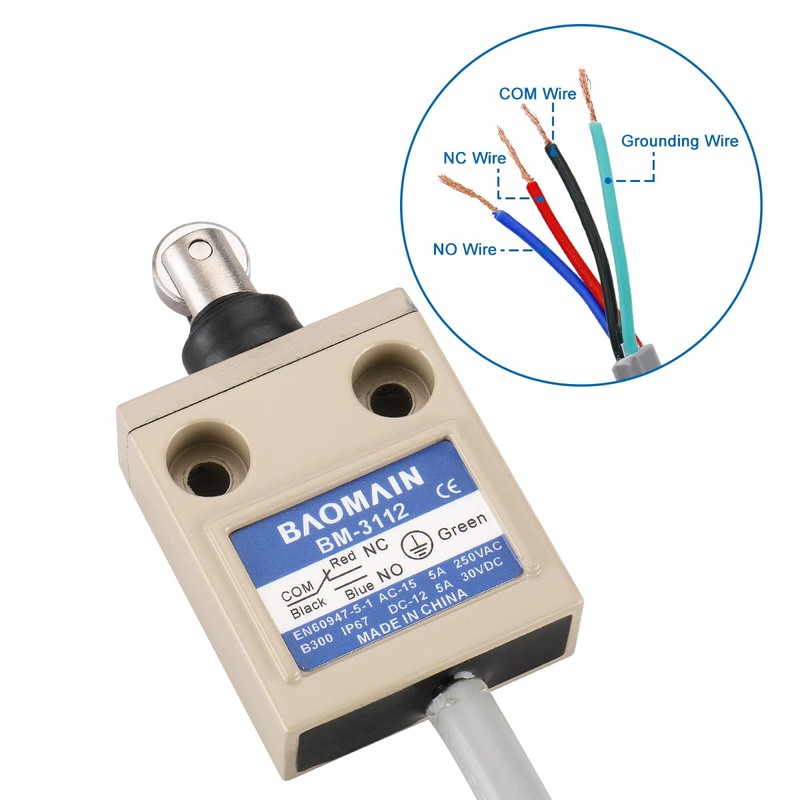 Baomain BM-3112 Limit Switch, TZ-3112 Sealed Roller Plunger, Momentary SPDT