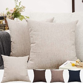MARIA D Fundas Almohadas de Sofá,Juego de 2 Fundas de Cojín Decorativas de Lino Cuadradas Decorativas,Decoraciones de Decoración para el Hogar para 45cm*45cm(Color Blanco Roto).