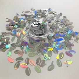 10 Grams/Pack - Sliver Holographic Football Rugby Ball Shape Glitter - Festival Rave Beauty Makeup Face Body Nail Art Decoration LB100